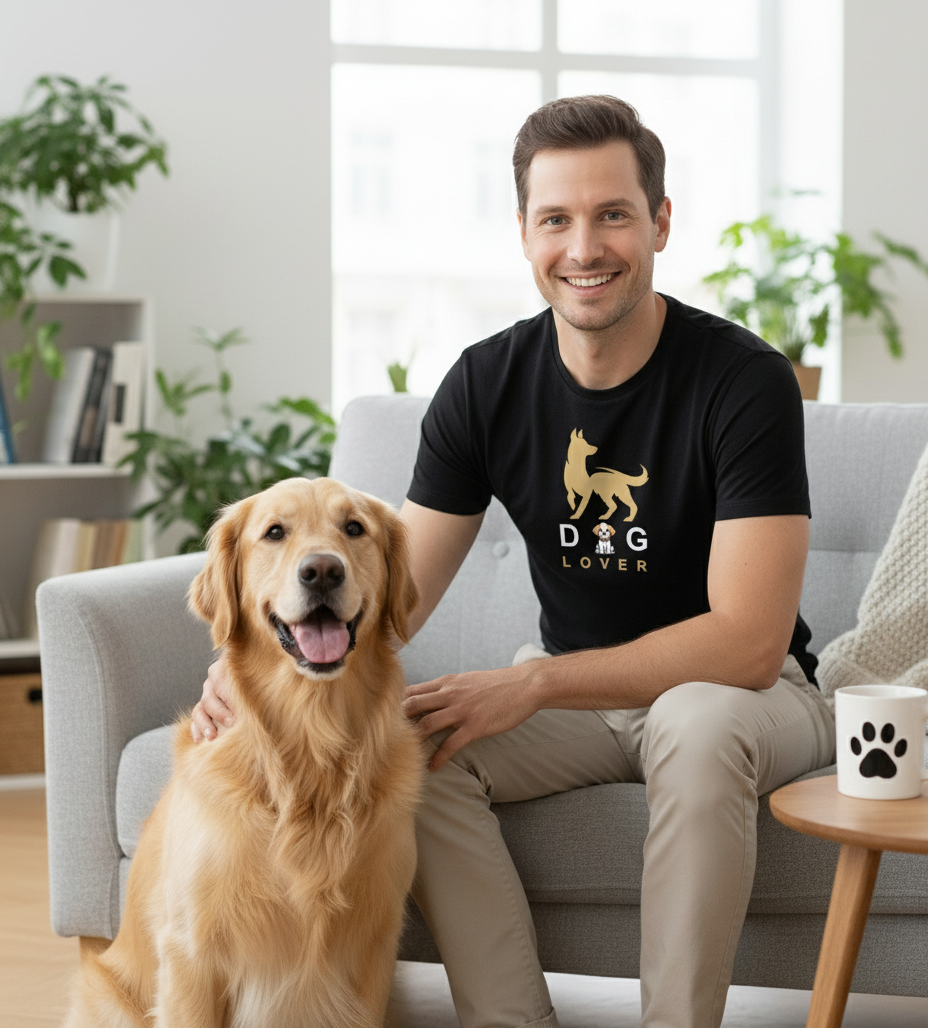 Dog Lover Graphic Black T-Shirt