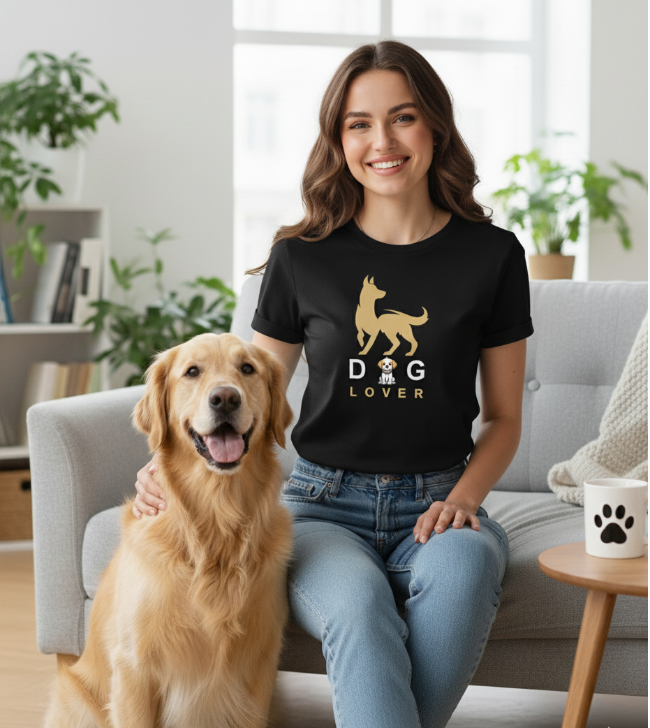 Dog Lover Graphic Black T-Shirt