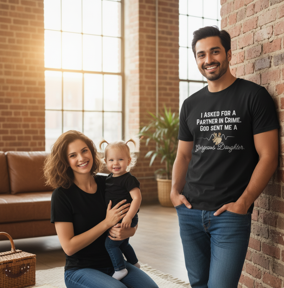 Father Daughter T-shirt “God Sent Me a Gorgeous Daughter” Unisex Classic Crew T-Shirt